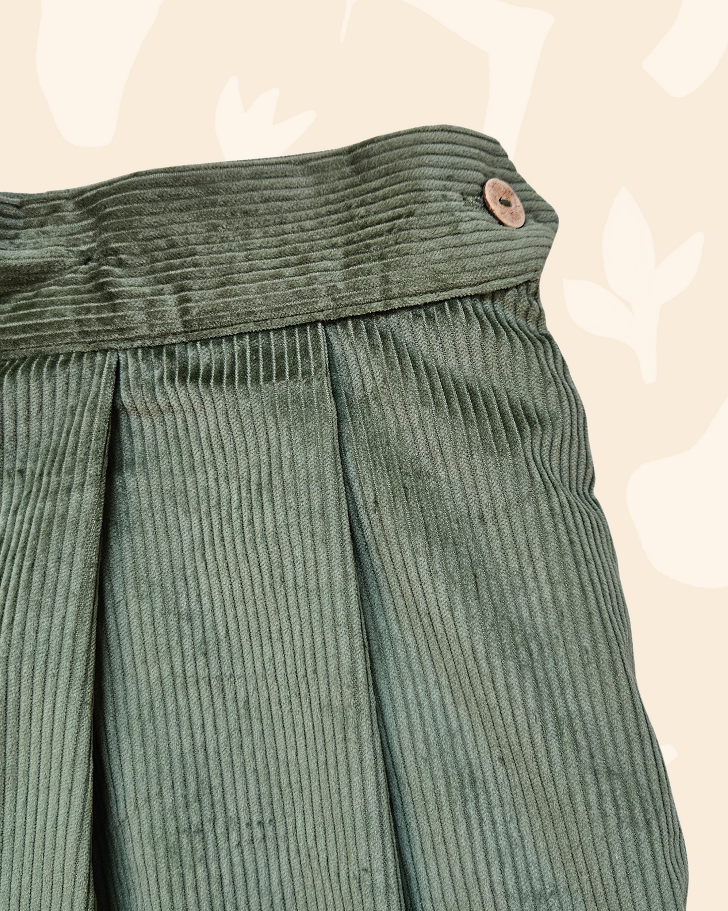 Falda pantalón pana musgo Mujer