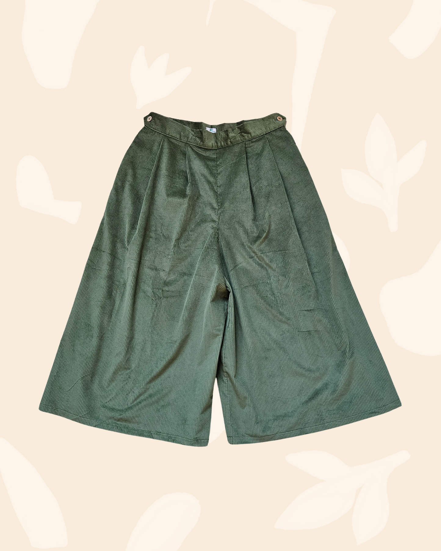 Falda pantalón pana musgo Mujer