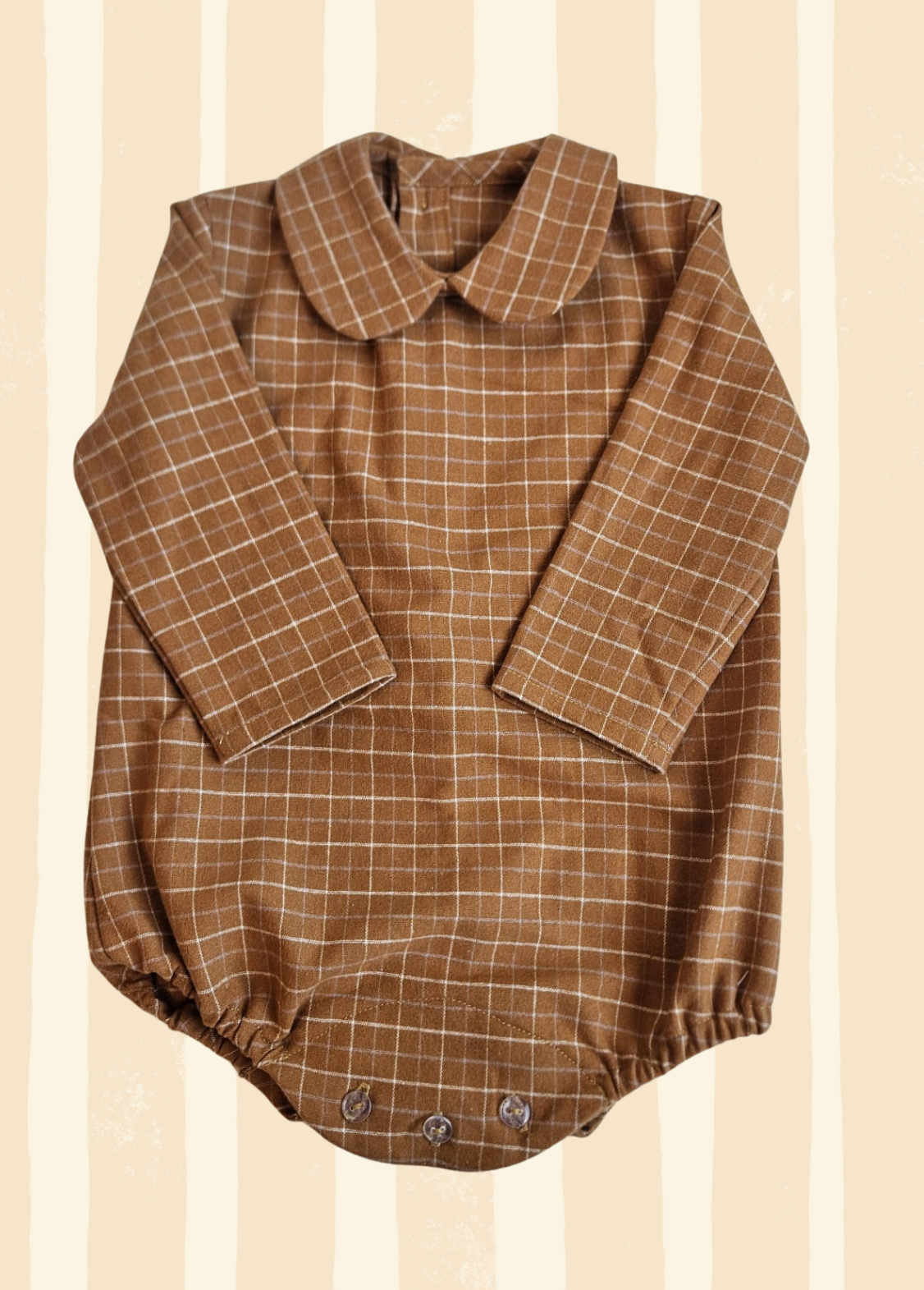 Pelele de cuadros mostaza